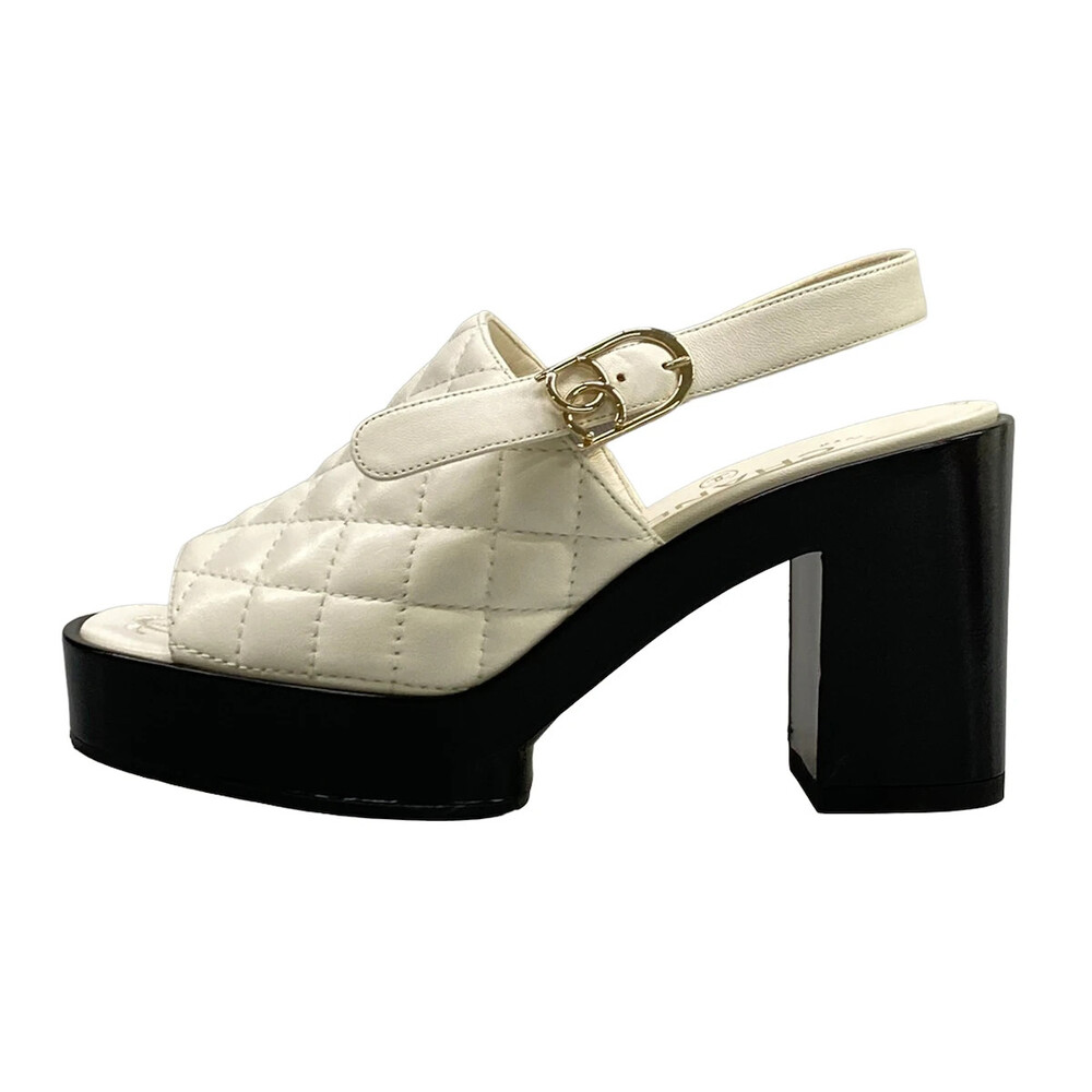 Chanel White Lambskin Women's Sandals #320195C12B
